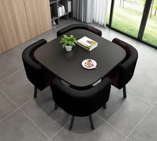 Mesa De Jantar Minimalista Com 4 Cadeiras Compacta 1m2