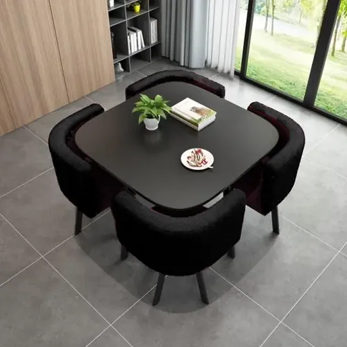 Mesa De Jantar Minimalista Com 4 Cadeiras Compacta 1m2
