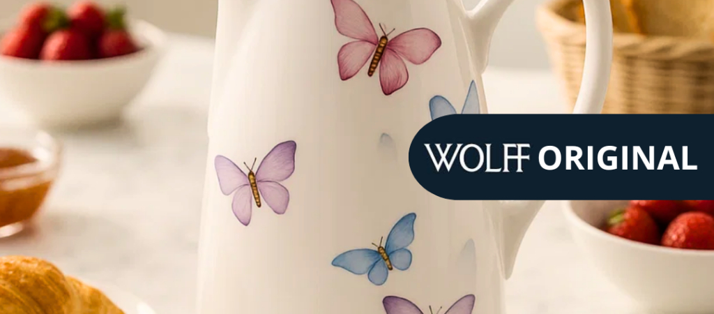 Garrafa Térmica Wolff Porcelana Branca Borboleta Premium Branco
