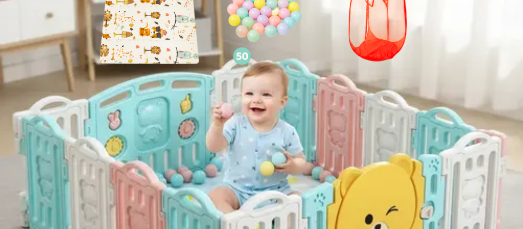 Cercadinho Chiqueirinho Modular Portátil para Bebê Grande 1,90×1,50