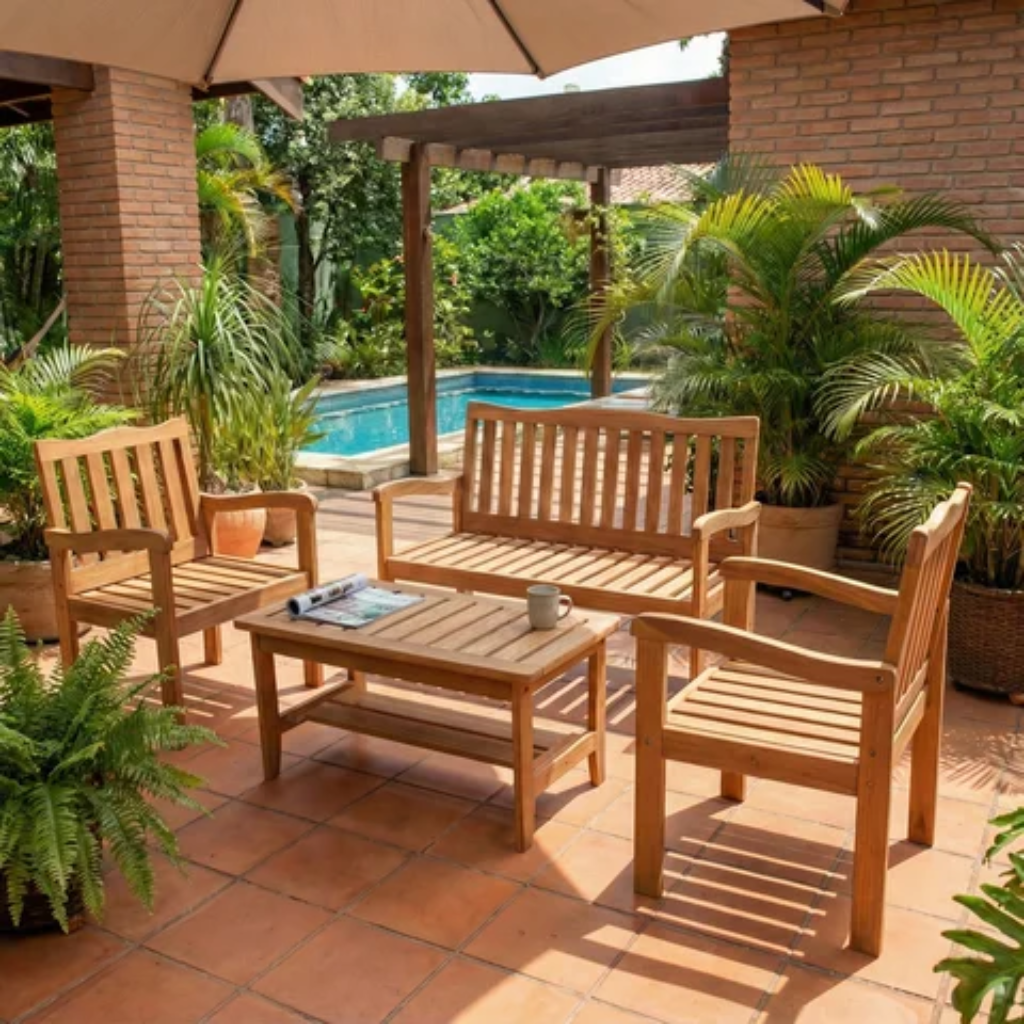 Conjunto 04 peças de Jardim em Madeira Rustic.