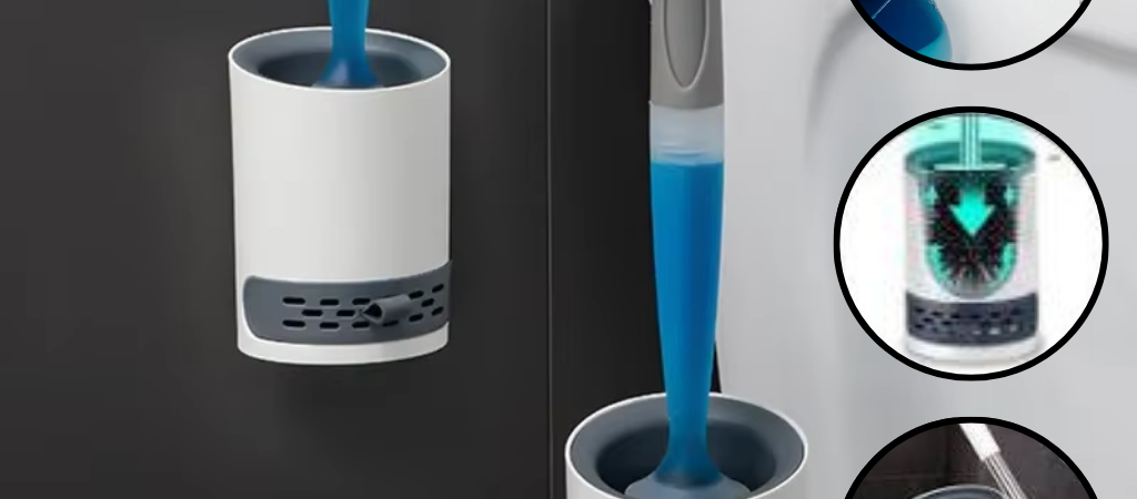 Escova De Vaso Sanitário, Detergente Recarregável, Silicone, Cabeça-Montado Na Parede.