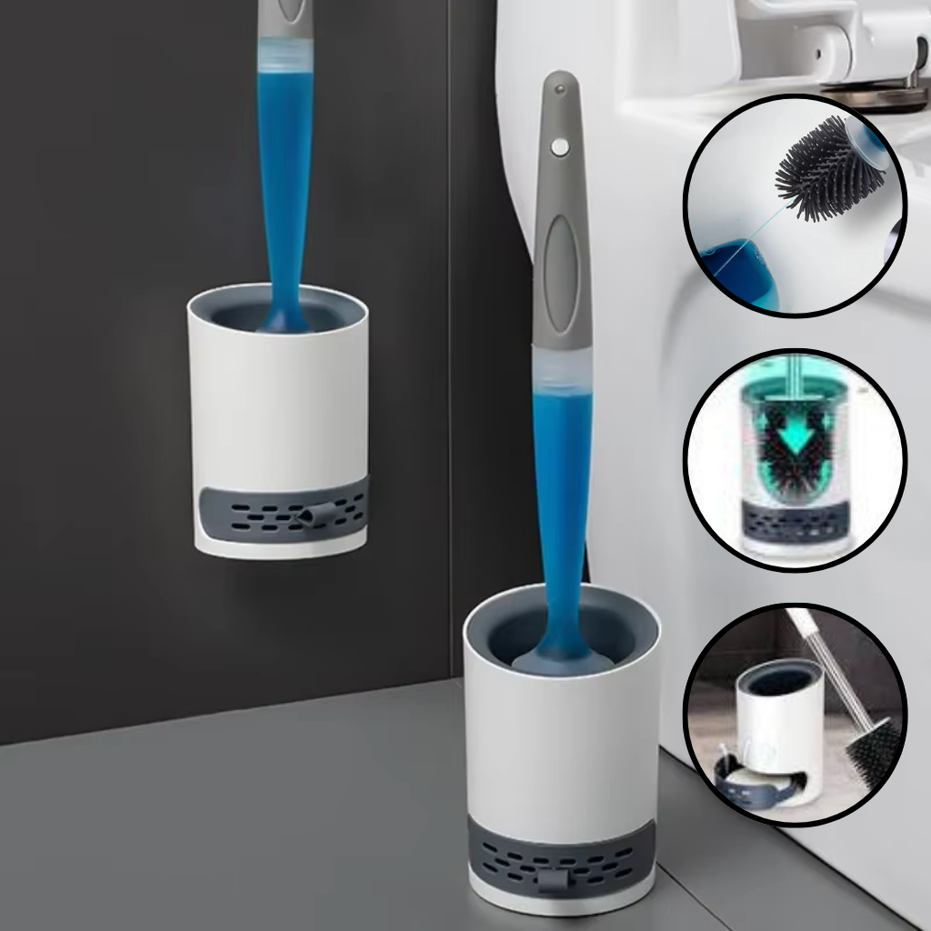 Escova De Vaso Sanitário, Detergente Recarregável, Silicone, Cabeça-Montado Na Parede.