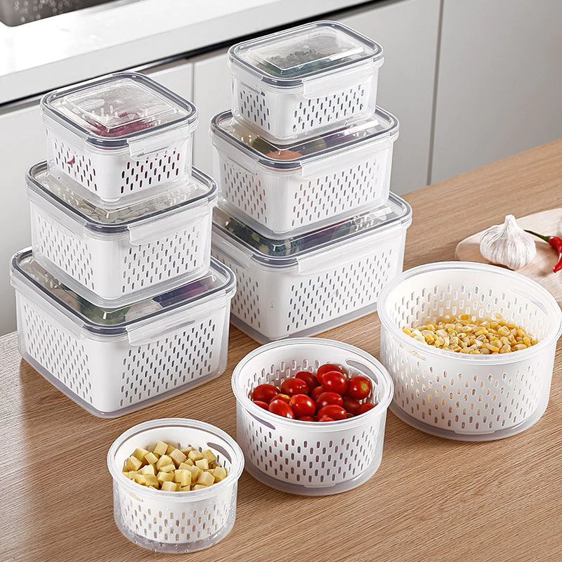 Kit 3 potes Organizadores Geladeira Organizador Alimentos Vegetais Cozinha Moderna