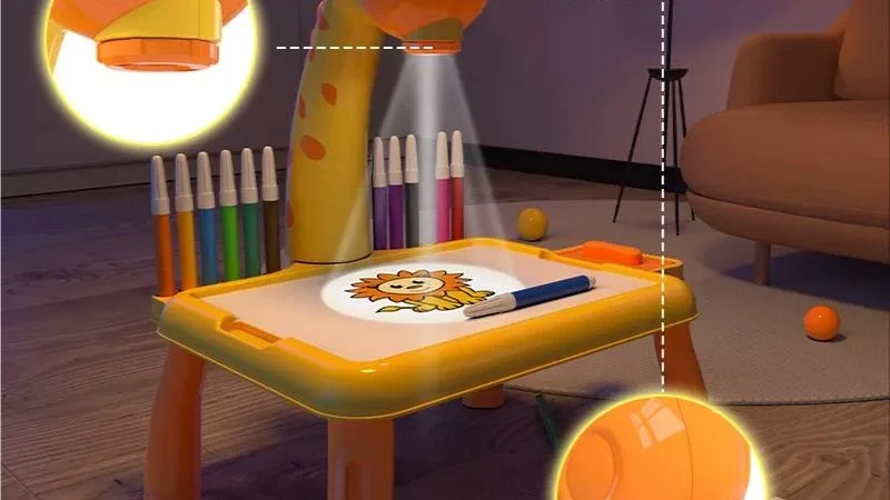 Mesa Projetora Mágica Infantil/ Brinquedo de Desenhar, Pintar, Colorir, Acompanha Desenho Projetor.