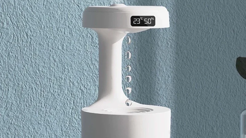 Umidificador De Ar Difusor Anti Gravidade Gotas De Água Que Sobe Aromatizador Com Relógio Led