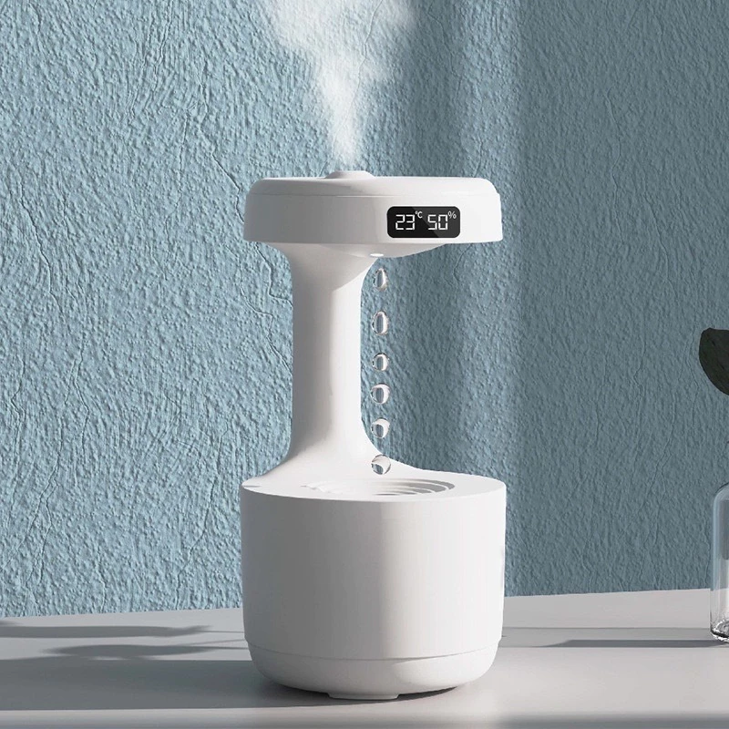 Umidificador De Ar Difusor Anti Gravidade Gotas De Água Que Sobe Aromatizador Com Relógio Led
