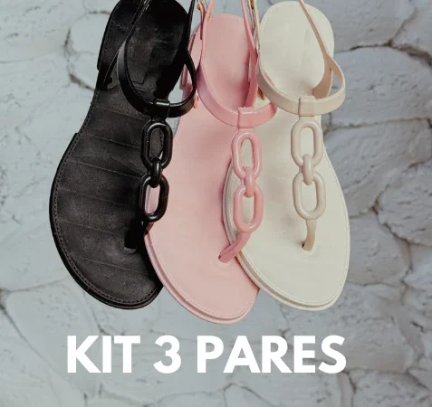 Kit 3 Pares Sandália Corrente Feminina Injetada Em Pvc Barato/ Várias Cores