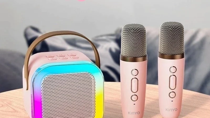 Caixa De Som Bluetooth Com 2 Microfones Sem Fio Para Karaokê