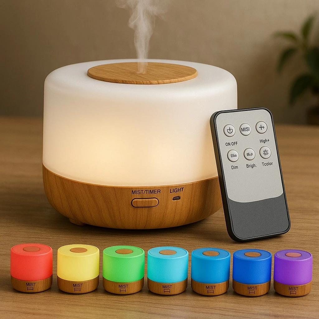 Difusor De Aromas, Umidificador De Ar Ultra-Sônico 500Ml