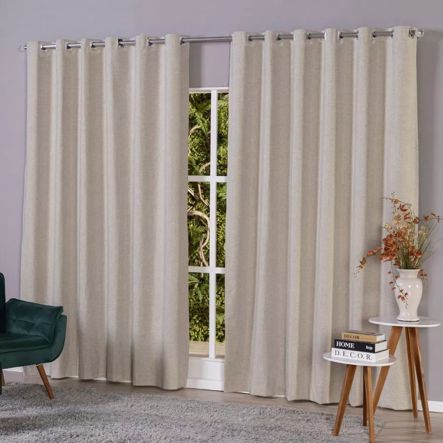 Cortina Linho 100% Blackout Para Sala Quarto Premium 4,00×2,30/2,50/2,80