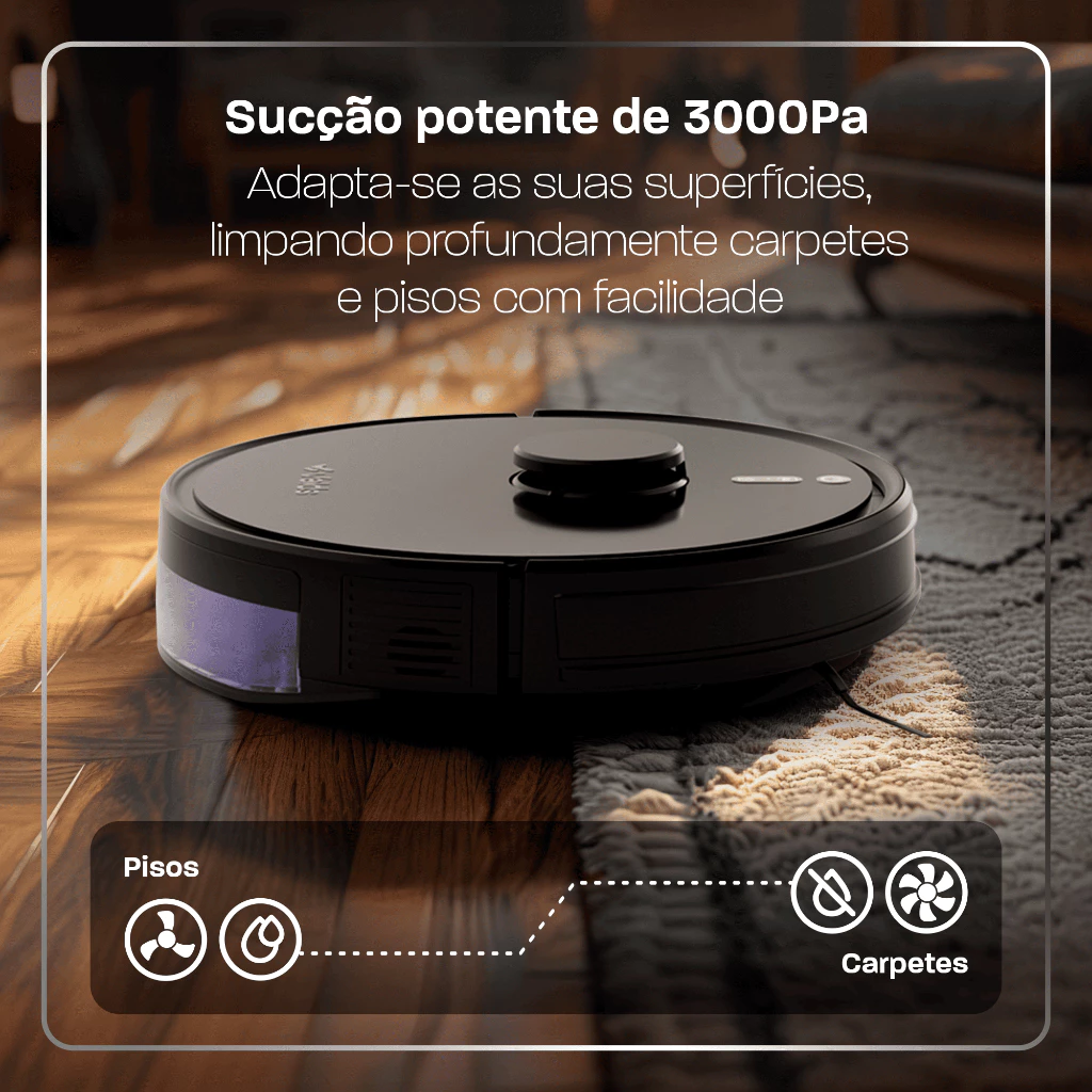 Robô Aspirador De Pó Velds Wi-fi 3 Em 1 – Varre + Aspira E Passa Pano com Mapeamento Via App Bivolt