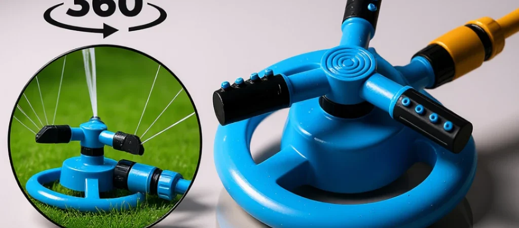 Aspersor de Água Automático 360 Graus para Irrigação de Jardim, Sistema de Bocal Rotativo para Gramado, Suprimentos