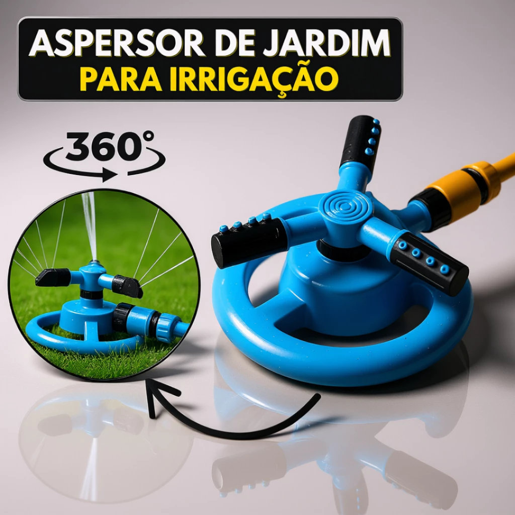 Aspersor de Água Automático 360 Graus para Irrigação de Jardim, Sistema de Bocal Rotativo para Gramado, Suprimentos