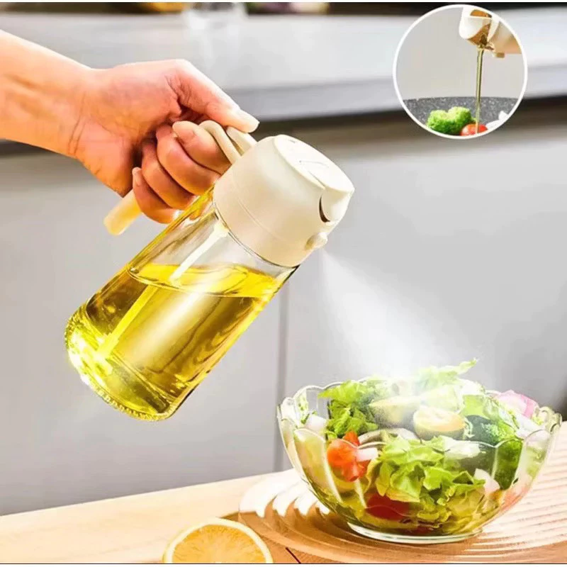 Borrifador Dosador 2 em 1 Para Azeite Vinagre Oléo Vidro Vinagreiro Azeiteiro Cozinha 470ML