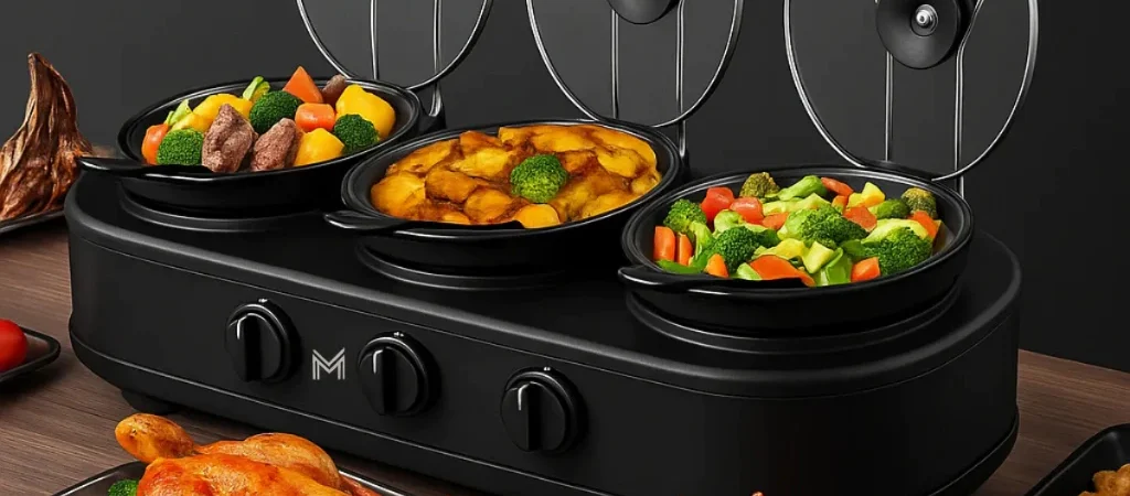 Rechaud Elétrico Triplo Buffet Member’s Mark 110/220V Cores Inox e Black