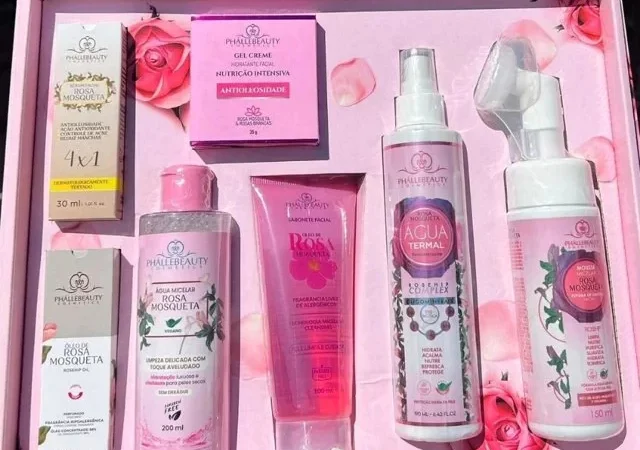 Kit Rosa Mosqueta Facial 7 Itens Phállebeauty. Presente Skincare Cuidado Facial.