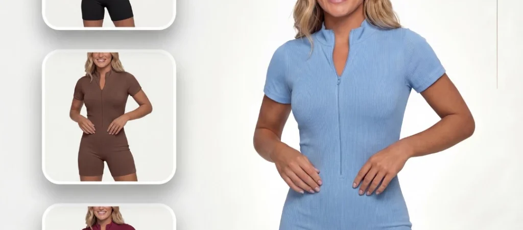 Macaquinho Feminino Suplex Premium. Ziper Short, Macacão Curto Moda Blogueira Simples e Confortável.