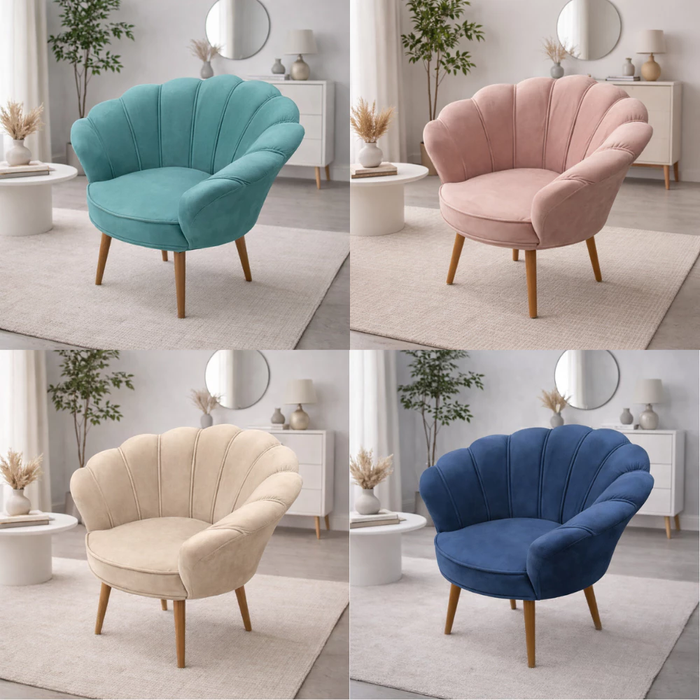 Poltrona Pétala Decorativa Veludo. Premium Pés Palito