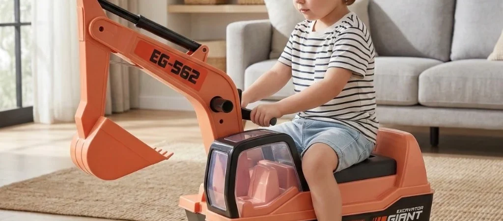 Brinquedo de Escavadeira Infantil Gigante 62CM Trator Retroescavadeira Até 50 Kg