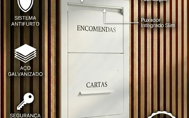 Caixa de Encomenda/ Cartas Embutir Antifurto Aço Galvanizado Branco Tamanho Grande