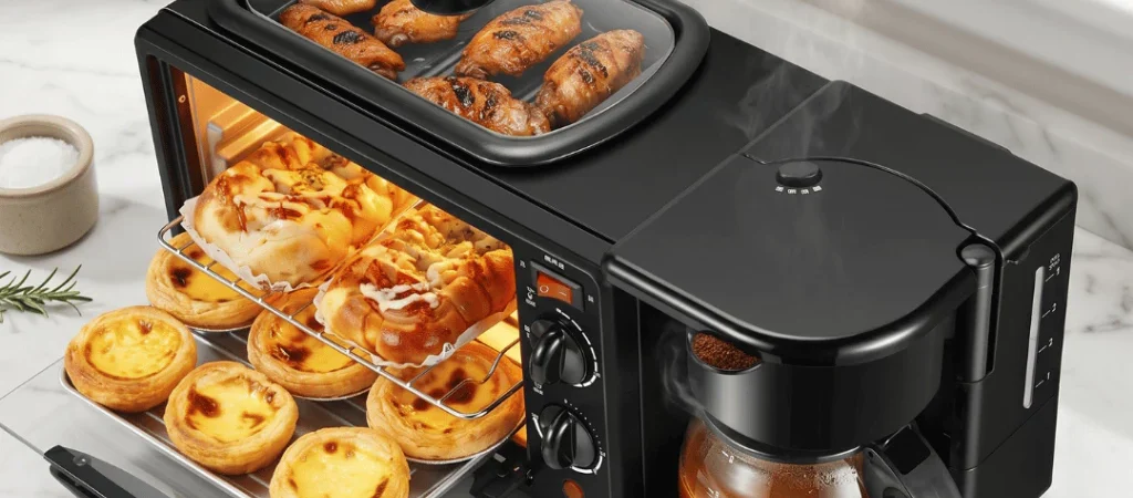 Forno De Bancada Elétrico. 3 Em 1. Cafeteira, Forno E Grill. Preto.