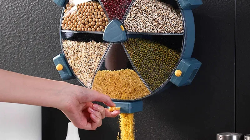 Dispenser De Alimentos Giratório. Armazenamento de Alimentos Organizador de Cozinha de parede.