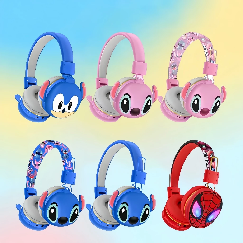 Fone de Ouvido Infantil Bluetooth Sem Fio Alta Headphone Stitch /Sonic.
