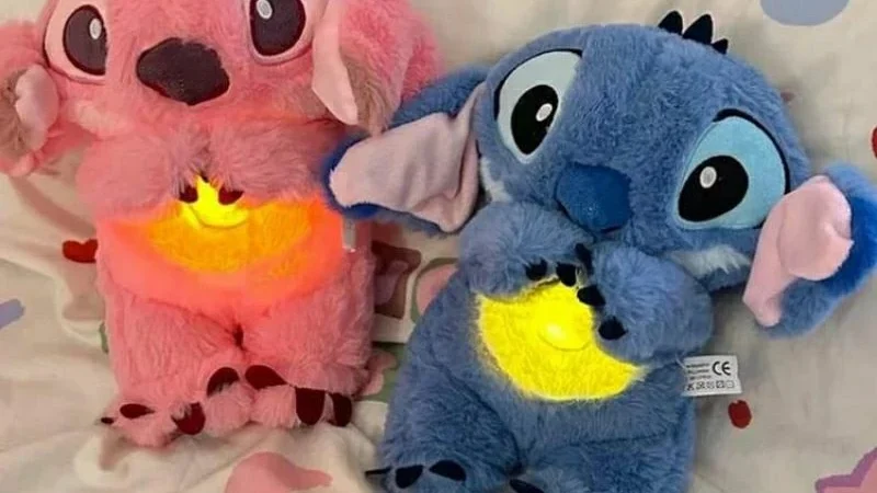 stitch de Pelúcia que Respira e Ajuda na Hora de Dormir-(Respira, com Luzes e Sons Relaxantes)