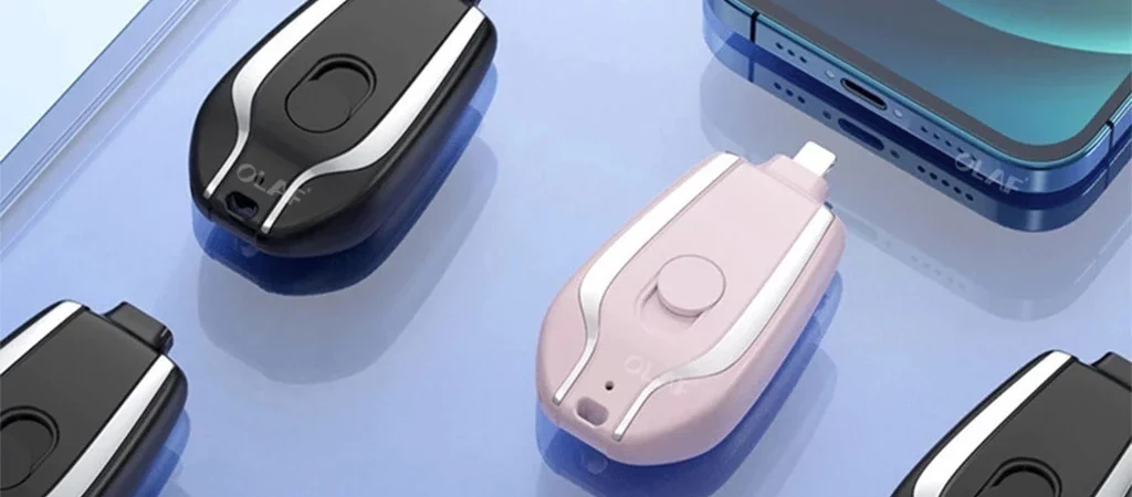 Carregador de Celular Portátil Chaveiro 1500mAh para iPhone e Android – Ideal para Emergências