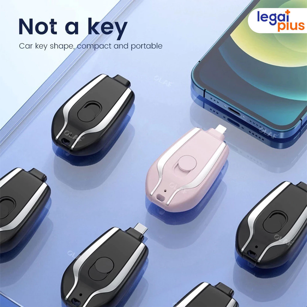Carregador de Celular Portátil Chaveiro 1500mAh para iPhone e Android – Ideal para Emergências