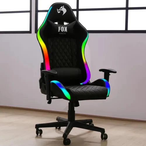 Cadeira Gamer Fox Racer RGB com Iluminação Led Preta