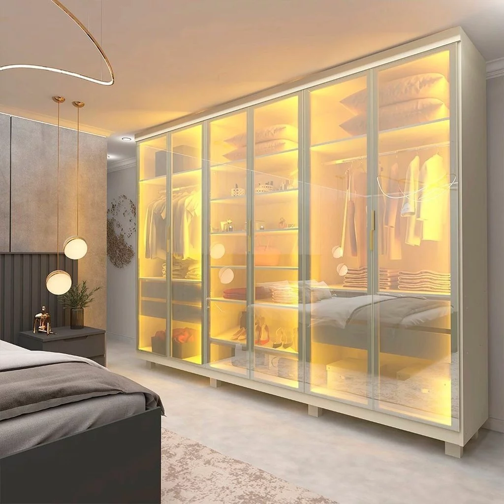 Guarda-roupa Casal 6 Portas, com 6 Portas Reflecta com Pés com Led Imperatriz