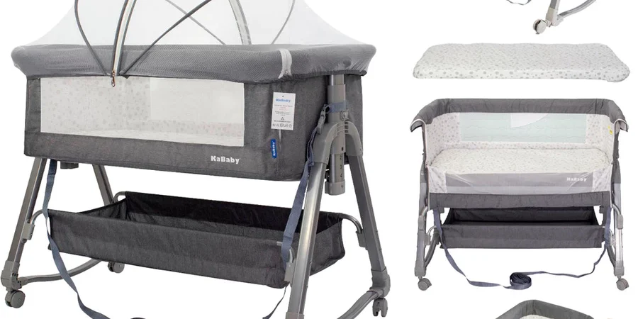 Berço Portátil Moises Co-bed Com Balanço Mosquiteiro e Cesto Cinza – Kababy