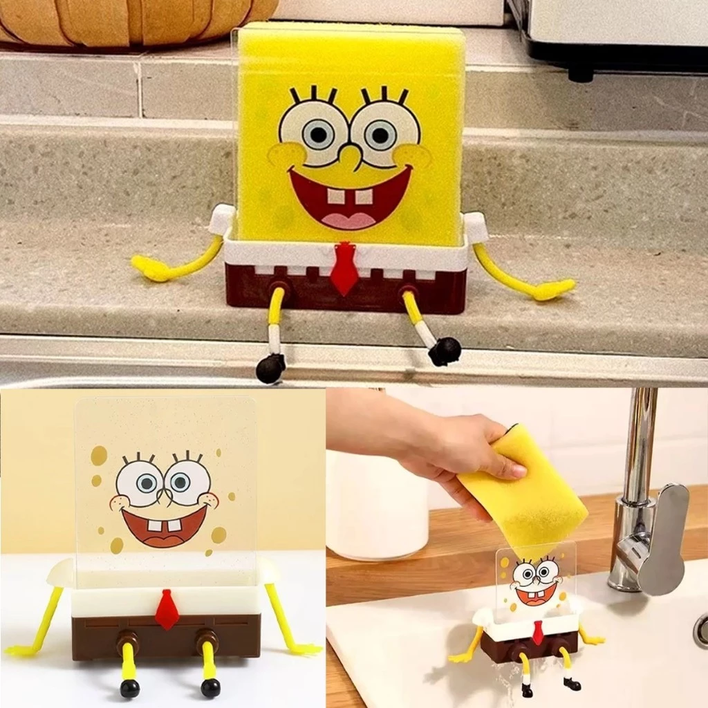 Porta-Esponja Divertido Bob Calça Quadrada – Ideal Para Cozinha E Banheiro