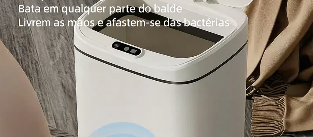 Lixeira Inteligente 14L Sensor Automático De Carregamento Para Cozinha Banheiro