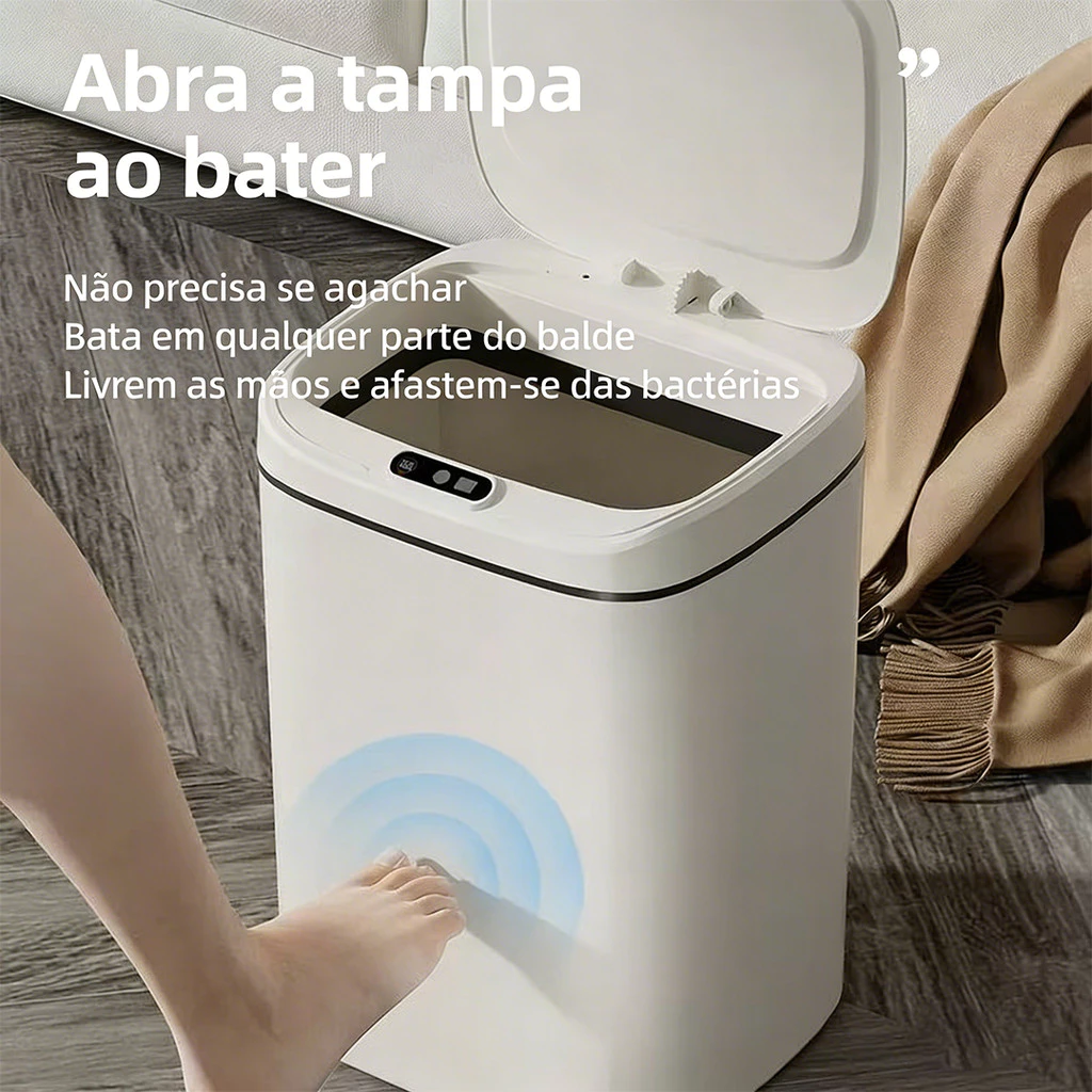Lixeira Inteligente 14L Sensor Automático De Carregamento Para Cozinha Banheiro