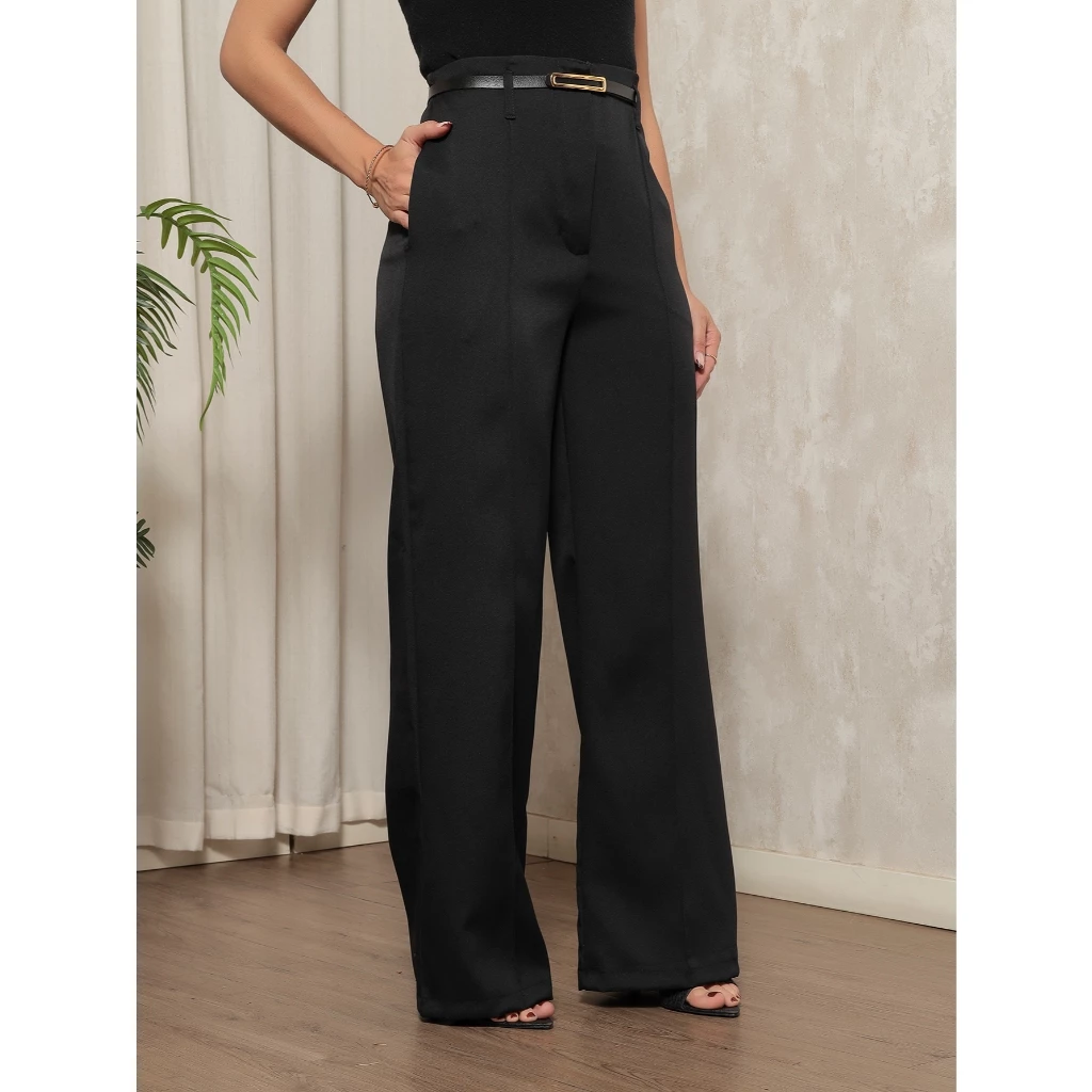 Calça Social Feminina ZARA Modelo Pantalona Alfaiataria (27)