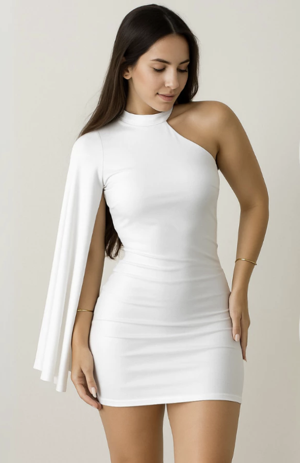 Vestido Curto Estilo Gringa Manga Mula Lateral Com Gola Alta (18)