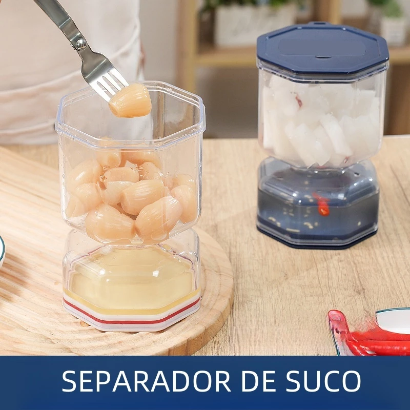 Pote Hermético para Conservas com Separador de Líquido com garfo