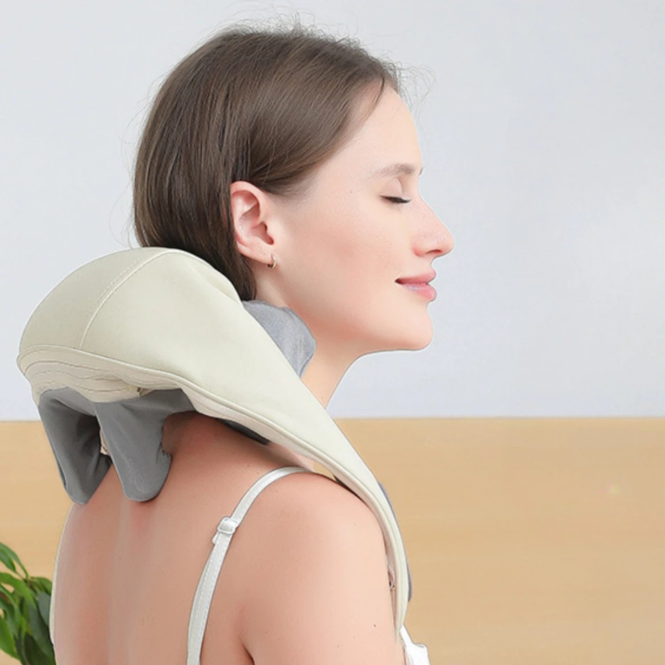 Massageador De Pescoço Inteligente Compressão Alívio De Dor Cor Bege