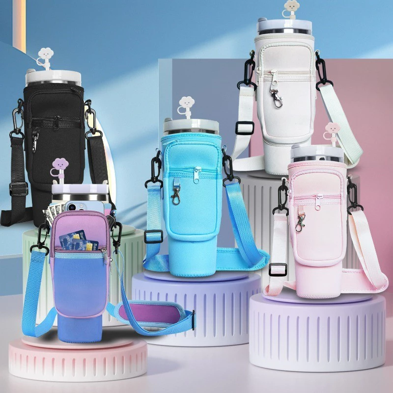 Bolsa Porta-Garrafa de Água Compatível com Copo 40oz 1,2L para Celular Chaveiro com Alça de Ombro Ajustável