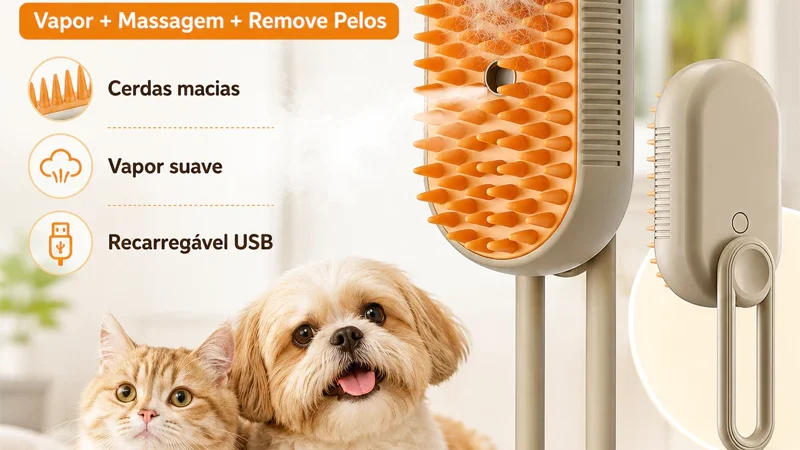 Escova A Vapor Para Gatos e Cães 3 Em 1 Elétricas Pentes De Massagem Animais Estimação