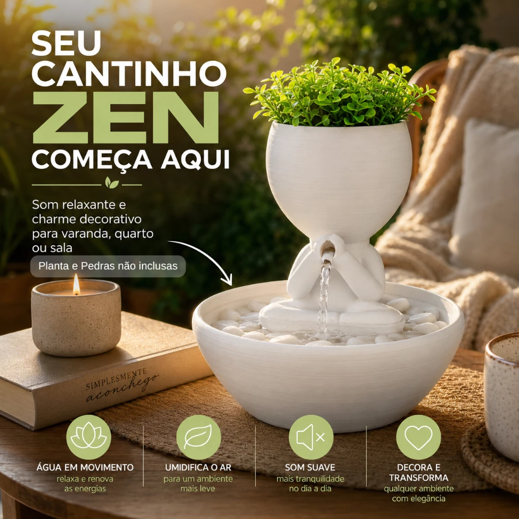 FONTE DE ÁGUA ZEN BIVOLT CASCATA DECORATIVA