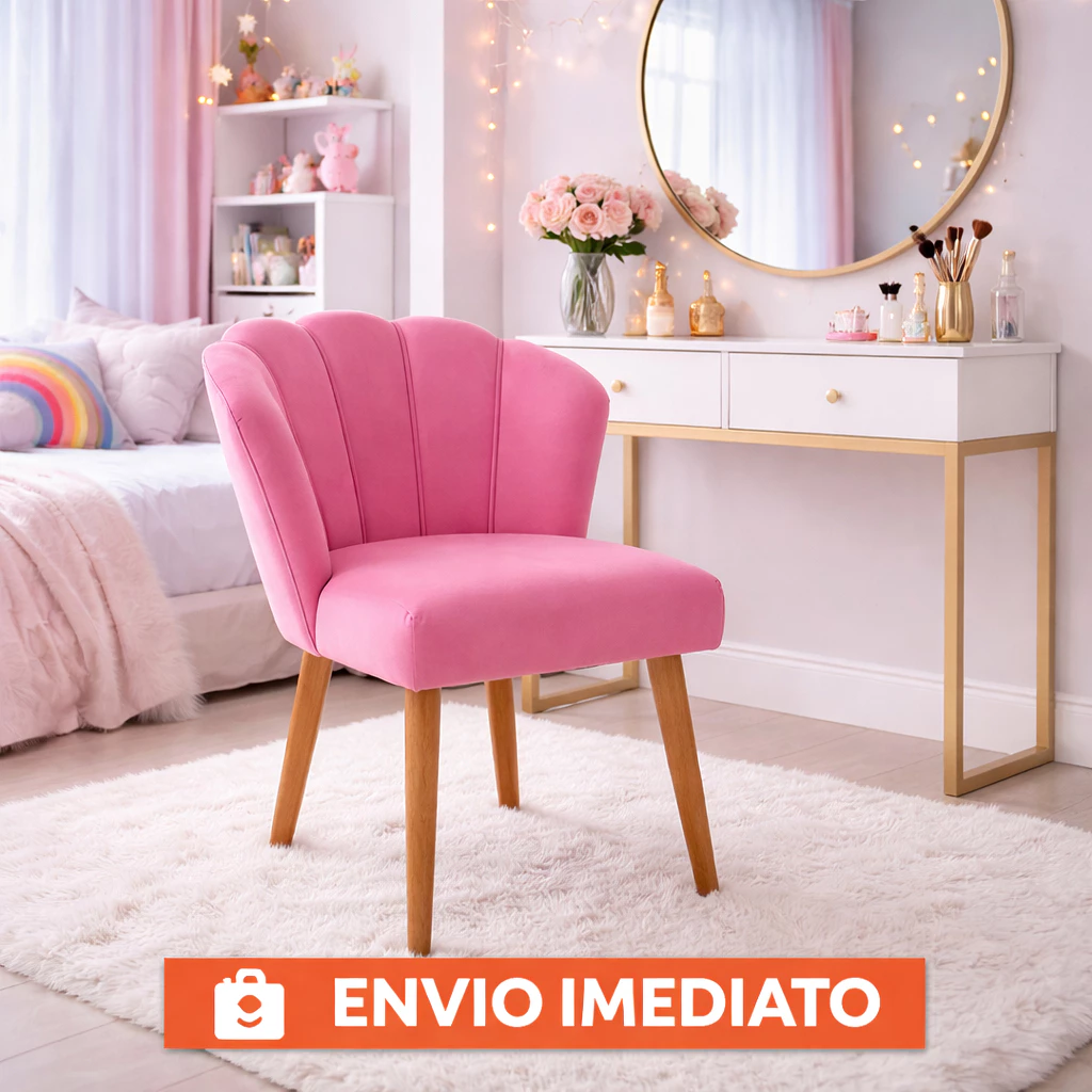 Poltrona Cadeira Para Penteadeira Quarto de Menina Pétala