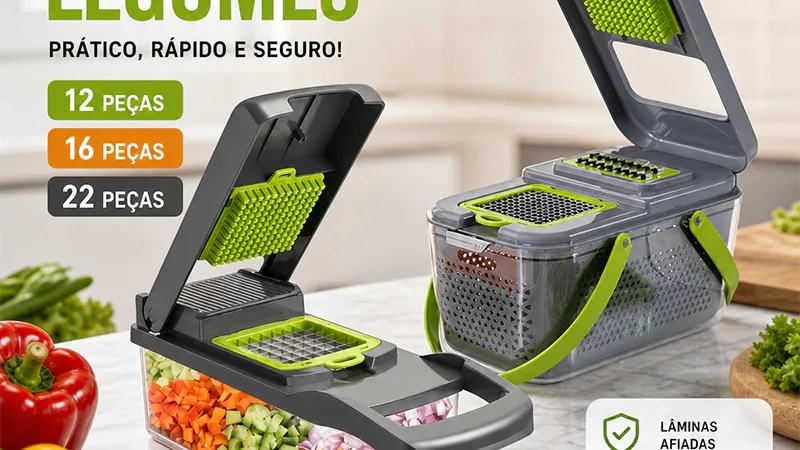 Fatiador de Legumes 16 em 1 Cortador Ralador Picador Multifuncional Cozinha com Lâminas Inox