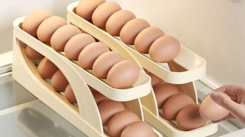 Porta Ovos Bandeja Dispenser Rolante Organizadora de Bancada Geladeira ate 14 Un.