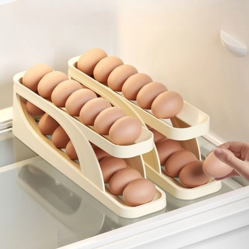 Porta Ovos Bandeja Dispenser Rolante Organizadora de Bancada Geladeira ate 14 Un.