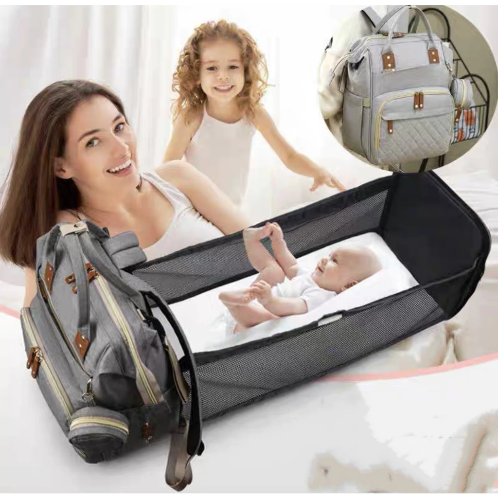 Mochila Bolsa Maternidade Multifuncional Vira Berço Portátil Impermeável