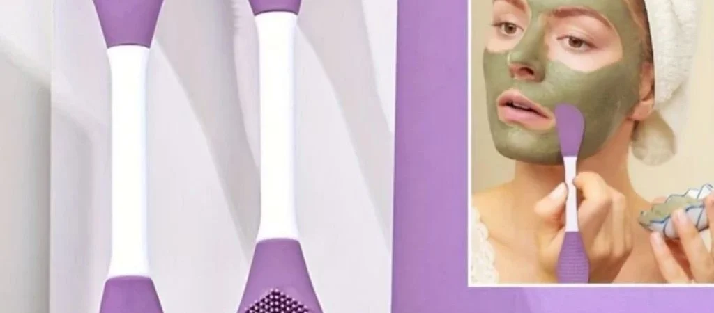 Espátula Dupla de Silicone com Escova para Skin Care